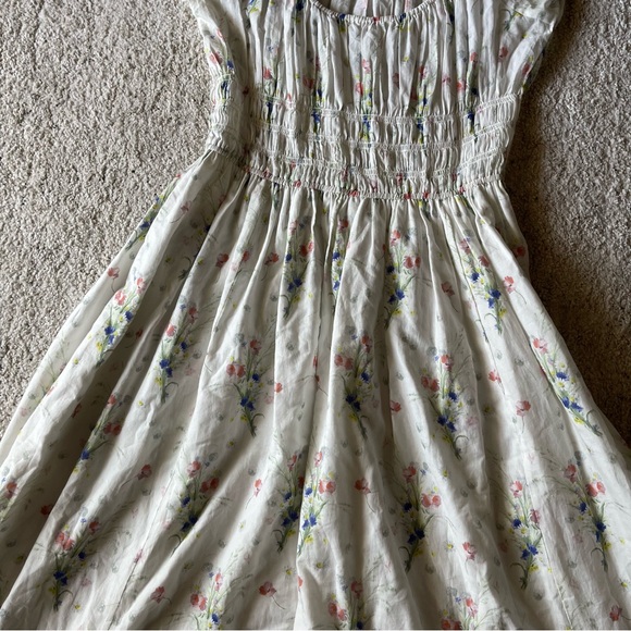 ✨NEW✨ DOEN Quinley Floral Organic Cotton Midi Dress in Painted Bouquet White L - Picture 5 of 14